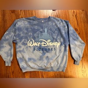 Walt Disney Pictures Crewneck Sweatshirt, Adult XL, Tie Dye Blue Sky, Unisex